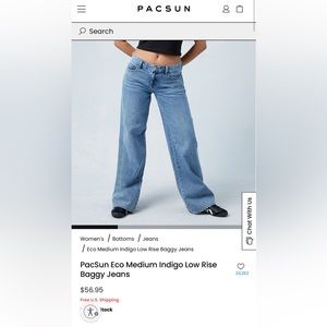 PacSun Eco Medium Indigo Low Rise Baggy Jeans